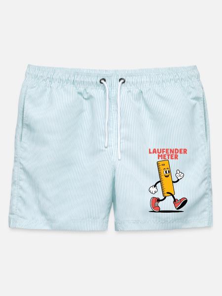 Lustiger Spruch für Kleine Laufender Meter - Männer Badeshorts - hellblau gestreift