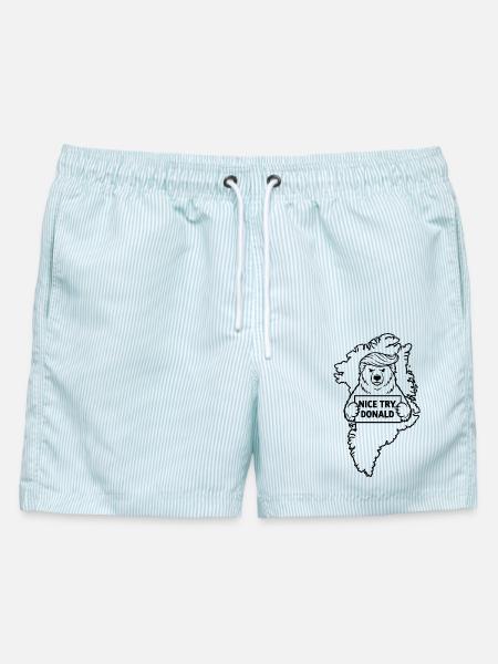 Greenland is not for Sale - Männer Badeshorts - hellblau gestreift