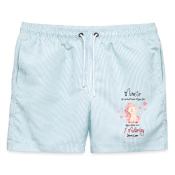 Pastell-Einhorn für Muttertag - Männer Badeshorts - hellblau gestreift - Vorne - AI Model Male 178 light (178cm)