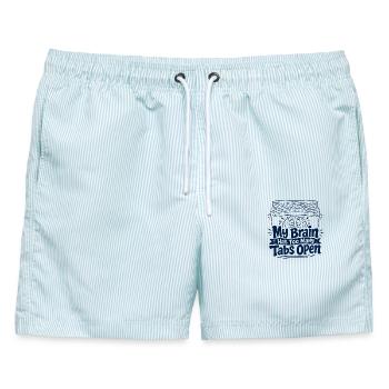 Too many Tabs open - Männer Badeshorts - hellblau gestreift - Vorne - AI Model Male 178 light (178cm)