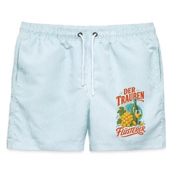 Wein Der Trauben Flüsterer Weinkenner Riesling - Männer Badeshorts - hellblau gestreift - Vorne - AI Model Male 178 light (178cm)