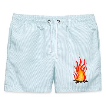 Lagerfeuer - Männer Badeshorts - hellblau gestreift - Vorne - AI Model Male 178 light (178cm)