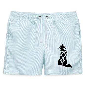 Yukon Quest - Schlittenhund (1) - Männer Badeshorts - hellblau gestreift - Vorne - AI Model Male 178 light (178cm)