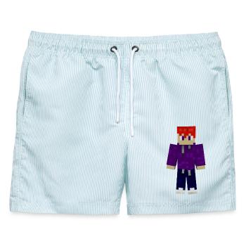 Lila Pixel Hoodie Skin - Männer Badeshorts - hellblau gestreift - Vorne - AI Model Male 178 light (178cm)