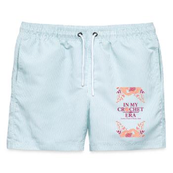 In meiner Häkelzeit Kreative Fäden Moderne Nadeln - Männer Badeshorts - hellblau gestreift - Vorne - AI Model Male 178 light (178cm)
