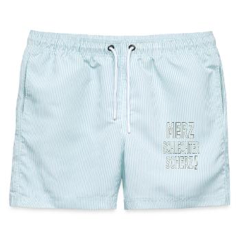 Gelb-auf-Schwarz Protest - Männer Badeshorts - hellblau gestreift - Vorne - AI Model Male 178 light (178cm)