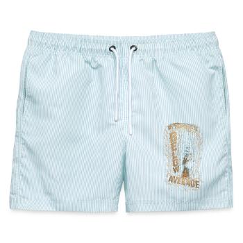 Spelunking My Weekend Is Below Average - Männer Badeshorts - hellblau gestreift - Vorne - AI Model Male 178 light (178cm)
