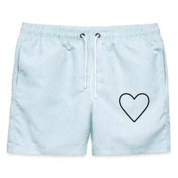 Herz Kontur Valentinstag Muttertag - Männer Badeshorts - hellblau gestreift - Vorne - AI Model Male 178 light (178cm)