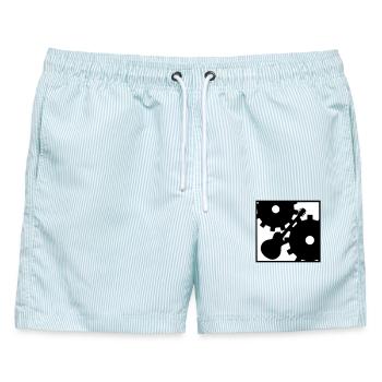 Rock against the Machine - Männer Badeshorts - hellblau gestreift - Vorne - AI Model Male 178 light (178cm)