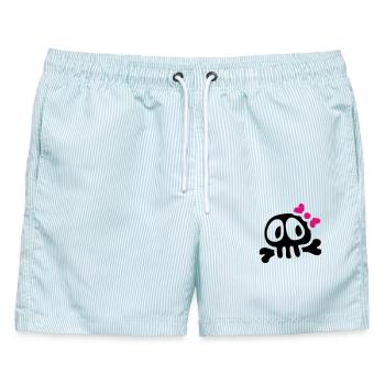 lady skull - Männer Badeshorts - hellblau gestreift - Vorne - AI Model Male 178 light (178cm)