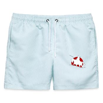 Cavalry / Kavallerie rote Sonne - Männer Badeshorts - hellblau gestreift - Vorne - AI Model Male 178 light (178cm)