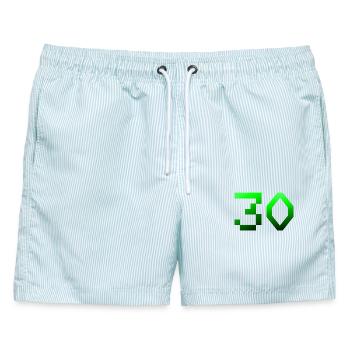 schenken, 30 Pixelig - Männer Badeshorts - hellblau gestreift - Vorne - AI Model Male 178 light (178cm)