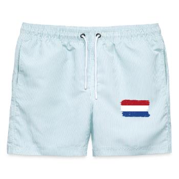 Rot Weiß Blau Pinselstrich Flagge - Männer Badeshorts - hellblau gestreift - Vorne - AI Model Male 178 light (178cm)