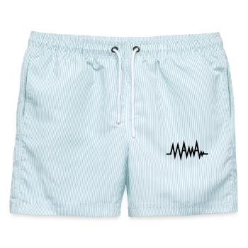 Mama EKG, Herzschlag-Design für Mütter - Männer Badeshorts - hellblau gestreift - Vorne - AI Model Male 178 light (178cm)