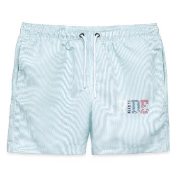 Route Rider Gestreifte Paneele - Männer Badeshorts - hellblau gestreift - Vorne - AI Model Male 178 light (178cm)