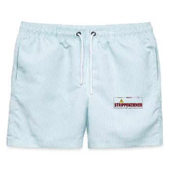 STRIPPENZIEHER - Männer Badeshorts - hellblau gestreift - Vorne - AI Model Male 178 light (178cm)