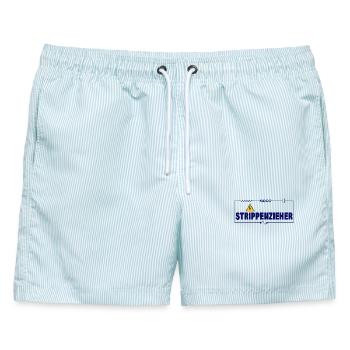 STRIPPENZIEHER - Männer Badeshorts - hellblau gestreift - Vorne - AI Model Male 178 light (178cm)