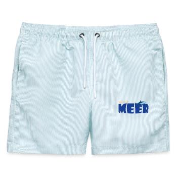 ICH WILL MEER - Männer Badeshorts - hellblau gestreift - Vorne - AI Model Male 178 light (178cm)