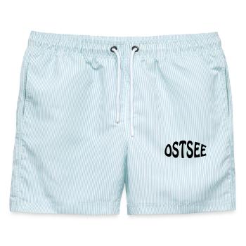 Ostsee - Männer Badeshorts - hellblau gestreift - Vorne - AI Model Male 178 light (178cm)