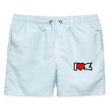 I Heart Helm-Grafik - Männer Badeshorts - hellblau gestreift - Vorne - AI Model Male 178 light (178cm)