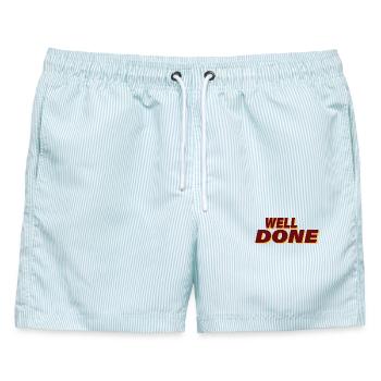 WELL DONE - Männer Badeshorts - hellblau gestreift - Vorne - AI Model Male 178 light (178cm)