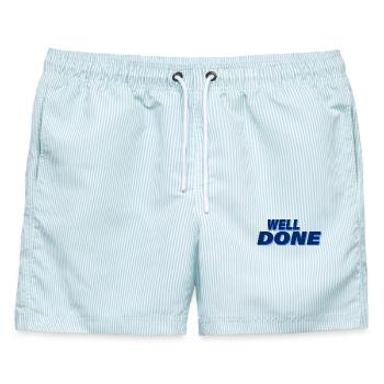 WELL DONE - Männer Badeshorts - hellblau gestreift - Vorne - AI Model Male 178 light (178cm)