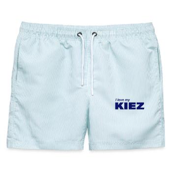 I LOVE MY KIEZ - Männer Badeshorts - hellblau gestreift - Vorne - AI Model Male 178 light (178cm)