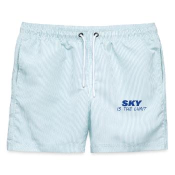 SKY IS THE LIMIT - Männer Badeshorts - hellblau gestreift - Vorne - AI Model Male 178 light (178cm)