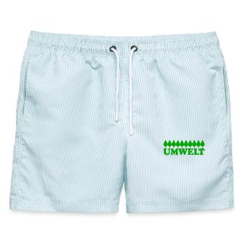 UMWELT - Männer Badeshorts - hellblau gestreift - Vorne - AI Model Male 178 light (178cm)