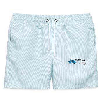 Beuteltier - Anästhesie Fun Cartoon - Männer Badeshorts - hellblau gestreift - Vorne - AI Model Male 178 light (178cm)