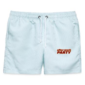 AFTER WORK PARTY - Männer Badeshorts - hellblau gestreift - Vorne - AI Model Male 178 light (178cm)