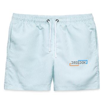 Silicon Dresden - Männer Badeshorts - hellblau gestreift - Vorne - AI Model Male 178 light (178cm)