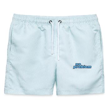 NO PROBLEM - Männer Badeshorts - hellblau gestreift - Vorne - AI Model Male 178 light (178cm)
