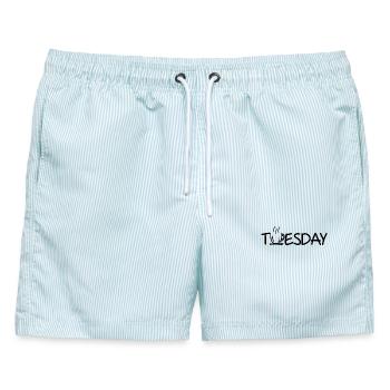 Dienstag - Männer Badeshorts - hellblau gestreift - Vorne - AI Model Male 178 light (178cm)