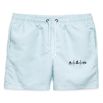 puls bier chillmal - Männer Badeshorts - hellblau gestreift - Vorne - AI Model Male 178 light (178cm)