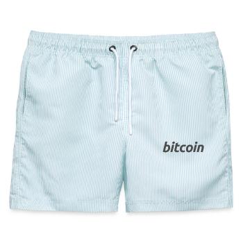 bitcoin Logo - Männer Badeshorts - hellblau gestreift - Vorne - AI Model Male 178 light (178cm)