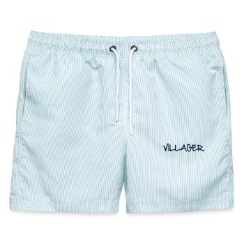 VILLAGER - Männer Badeshorts - hellblau gestreift - Vorne - AI Model Male 178 light (178cm)