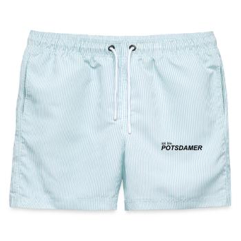 ICK BIN POTSDAMER - Männer Badeshorts - hellblau gestreift - Vorne - AI Model Male 178 light (178cm)