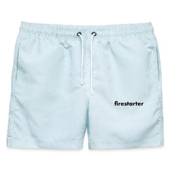 1990er Hit Shirt - Männer Badeshorts - hellblau gestreift - Vorne - AI Model Male 178 light (178cm)