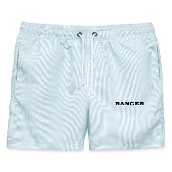 RANGER - Männer Badeshorts - hellblau gestreift - Vorne - AI Model Male 178 light (178cm)