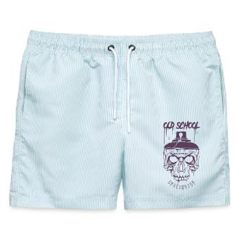 Totenkopf Punk Kunst Retro - Männer Badeshorts - hellblau gestreift - Vorne - AI Model Male 178 light (178cm)