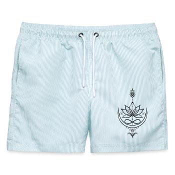 Lotus Lotusblume Yoga Pfeil - Männer Badeshorts - hellblau gestreift - Vorne - AI Model Male 178 light (178cm)