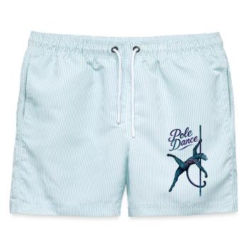 Pole Dance Leopardin Poledancerin Stange Geschenk - Männer Badeshorts - hellblau gestreift - Vorne - AI Model Male 178 light (178cm)