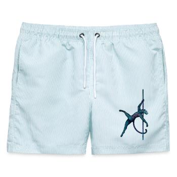 Pole Dance Leopardin Poledancerin Stange Geschenk - Männer Badeshorts - hellblau gestreift - Vorne - AI Model Male 178 light (178cm)