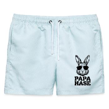 Papa Hase - Ostern Vatertag - Männer Badeshorts - hellblau gestreift - Vorne - AI Model Male 178 light (178cm)