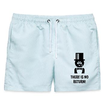 Bräutigam – There Is No Return (JGA / Polterabend) - Männer Badeshorts - hellblau gestreift - Vorne - AI Model Male 178 light (178cm)