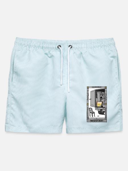 Umzug - Männer Badeshorts - hellblau gestreift