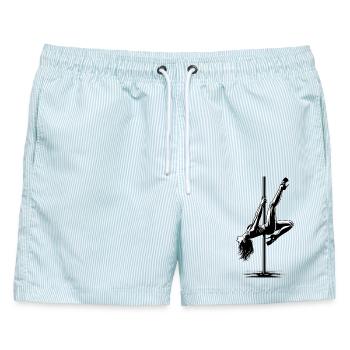 Pole Dance ultimative Körperkontrolle Geschenk - Männer Badeshorts - hellblau gestreift - Vorne - AI Model Male 178 light (178cm)