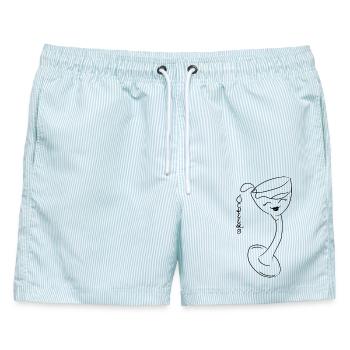 Cheers! - Männer Badeshorts - hellblau gestreift - Vorne - AI Model Male 178 light (178cm)