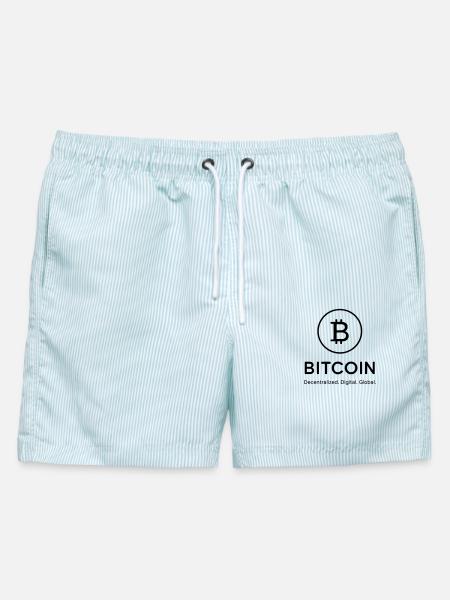 Bitcoin - dezentral, digital global - Männer Badeshorts - hellblau gestreift